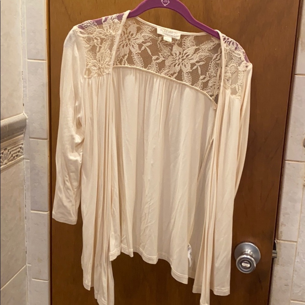 3/4 sleeve off white cardigan